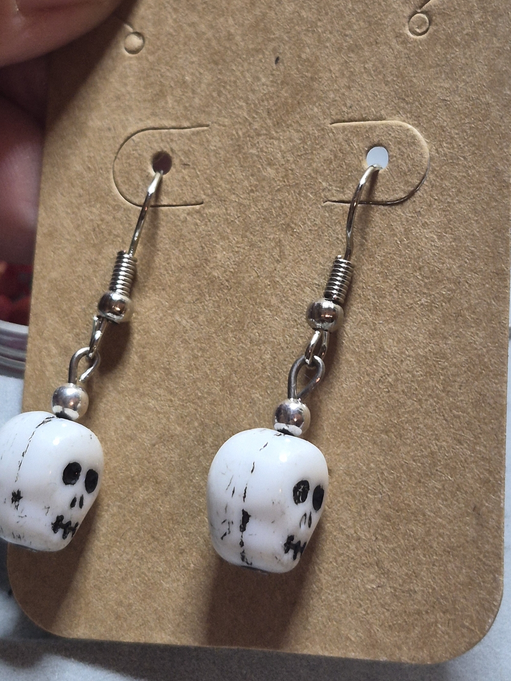White Skull Drop Earrings for Women